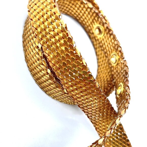 Vintage Retro Glam Gold Tone Shiny Mesh Women's Adjustable 29”-33” One Inch Wide - Picture 7 of 8